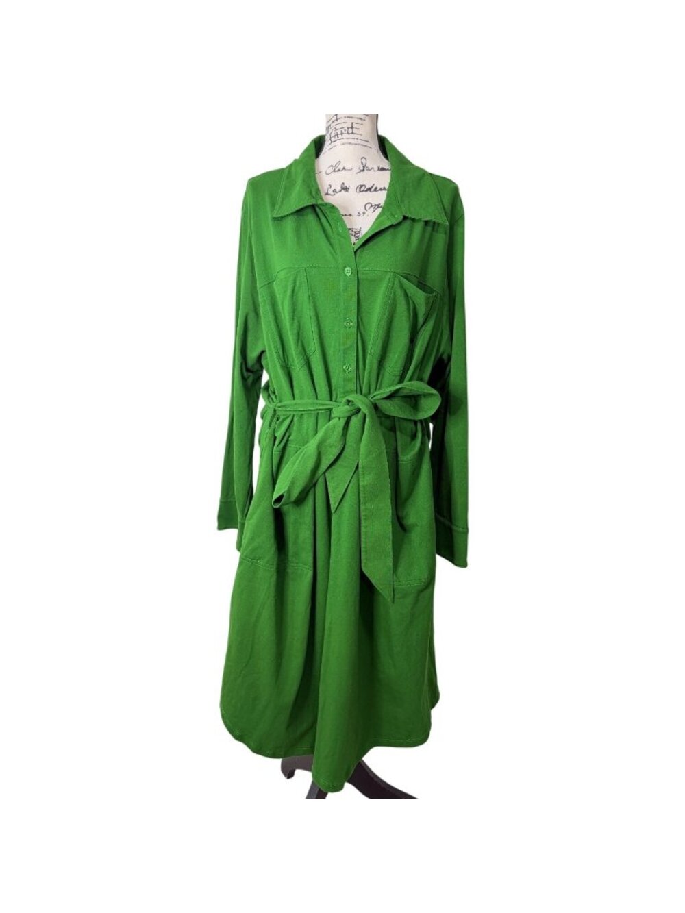 Universal Standard Womens Size L Shirt Dress Midi Green Belted Soft Cotton